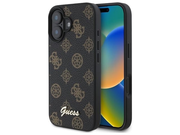 Guess GUHMP16SPGPYSK hardcase Peony Script MagSafe til Apple iPhone 16 6,1" svart