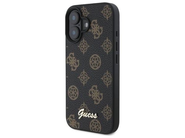 Guess GUHMP16SPGPYSK hardcase Peony Script MagSafe til Apple iPhone 16 6,1" svart