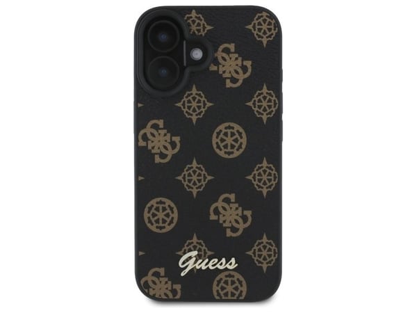Guess GUHMP16SPGPYSK hardcase Peony Script MagSafe til Apple iPhone 16 6,1" svart