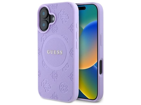 Guess Saffiano Classic Logo MagSafe iPhone 16 violetti