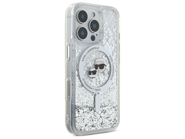 Karl Lagerfeld Nestemäinen Glitter Karl &amp; Choupette Head Magsafe Apple iPhone 16 Pro kotelo