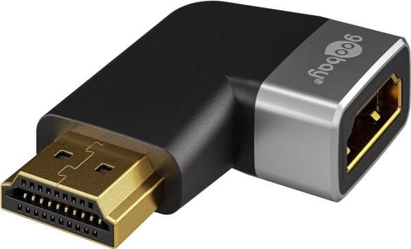 goobay - Hög hastighet - HDMI-adapter med Ethernet - HDMI hane till HDMI hona - svart, silver - 8K60 Hz (7680 x 4320) stöd, 4K120Hz stöd, upp till ...