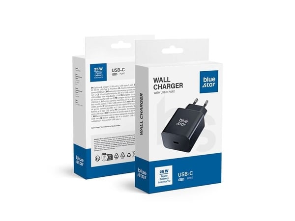 Blue Star nätladdare 3A 25W Type-C PD QC4.0 TFB-TC-25WPD svart