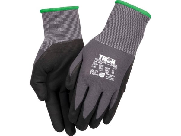 Sormeen upotettava nitriilikäsine, THOR Flex, 12 kpl, musta, nitriili/polyesteri - (12 kpl)