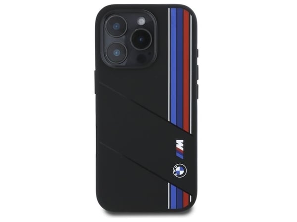 BMW BMHMP16X23SCUK Apple iPhone 16 Pro Max 6.9" telefonveske svart Silicone Cut Tricolor Lines MagSafe