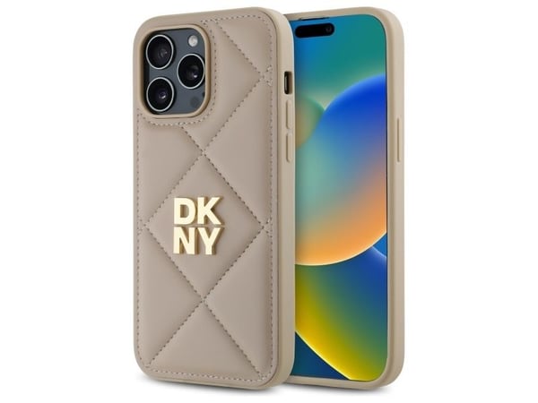 DKNY DKHCP14XPQDSLE Apple iPhone 14 Pro Max 6,7" dėklas telefonui gelsvos spalvos Quilted Stack Logo