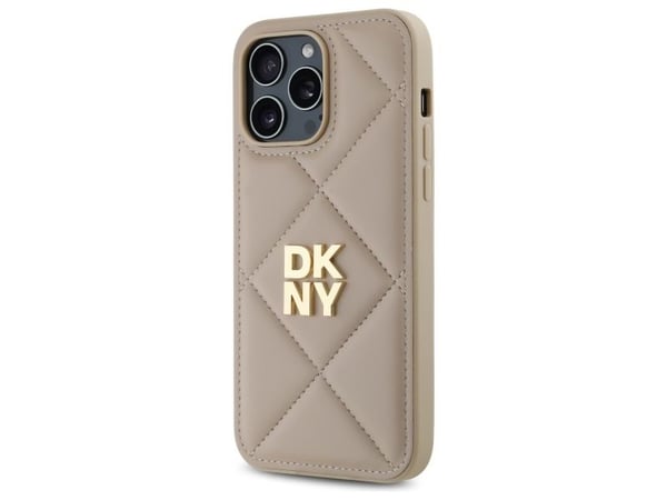 DKNY DKHCP14XPQDSLE Apple iPhone 14 Pro Max 6,7" dėklas telefonui gelsvos spalvos Quilted Stack Logo