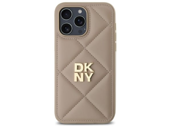 DKNY DKHCP14XPQDSLE Apple iPhone 14 Pro Max 6,7" dėklas telefonui gelsvos spalvos Quilted Stack Logo