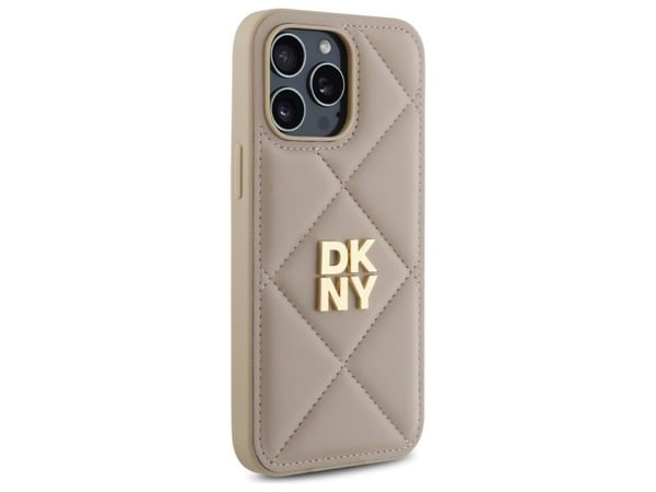 DKNY DKHCP14XPQDSLE Apple iPhone 14 Pro Max 6,7" dėklas telefonui gelsvos spalvos Quilted Stack Logo