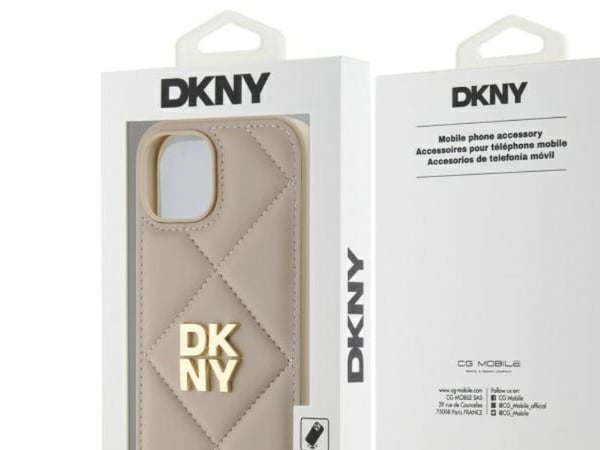 DKNY DKHCP15SPQDSLE iPhone 15 6,1" beige/beige quiltad stack logo
