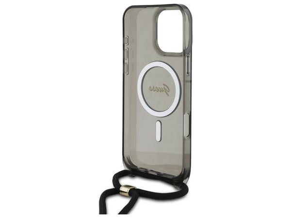 Guess GUHMP16LHCTSGNSK Apple iPhone 16 Pro 6.3" dėklas telefonui juodos spalvos Crossbody johto Script MagSafe