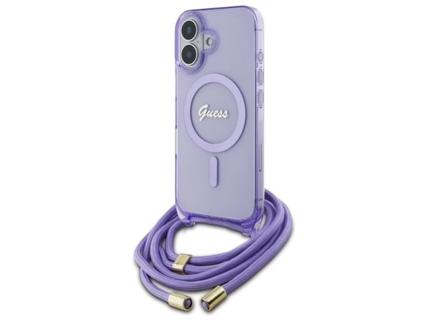 Guess GUHMP16SHCTSGNSU Apple iPhone 16 6.1 "Puhelinkotelo Purple Crossbody johto Script MagSafe