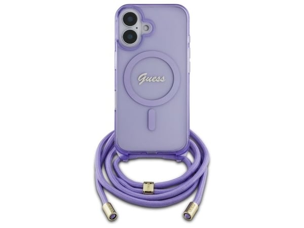 Guess GUHMP16SHCTSGNSU Apple iPhone 16 6.1 "Puhelinkotelo Purple Crossbody johto Script MagSafe