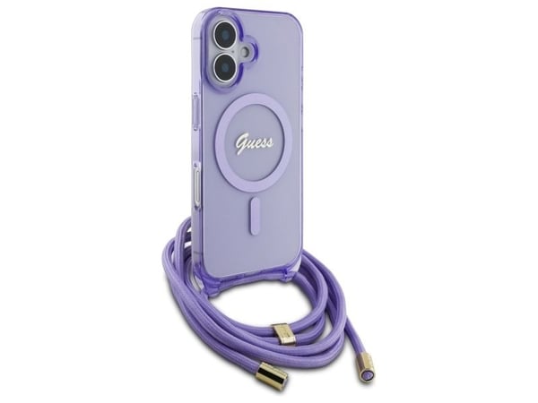 Guess GUHMP16SHCTSGNSU Apple iPhone 16 6.1 "Puhelinkotelo Purple Crossbody johto Script MagSafe