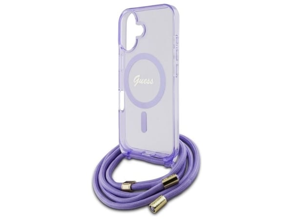 Guess GUHMP16SHCTSGNSU Apple iPhone 16 6.1 "Puhelinkotelo Purple Crossbody johto Script MagSafe