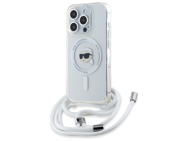 Karl Lagerfeld KLHMP16LHCKHNT Apple iPhone 16 Pro 6.3" dėklas telefonui skaidrus Crossbody IML Karl Head MagSafe