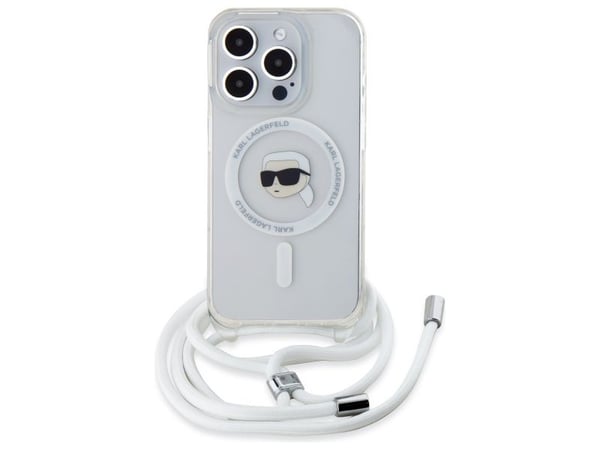 Karl Lagerfeld KLHMP16LHCKHNT Apple iPhone 16 Pro 6.3" dėklas telefonui skaidrus Crossbody IML Karl Head MagSafe