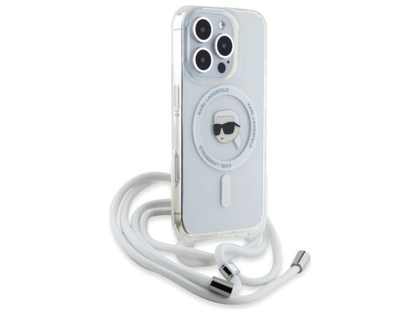 Karl Lagerfeld KLHMP16LHCKHNT Apple iPhone 16 Pro 6.3" dėklas telefonui skaidrus Crossbody IML Karl Head MagSafe
