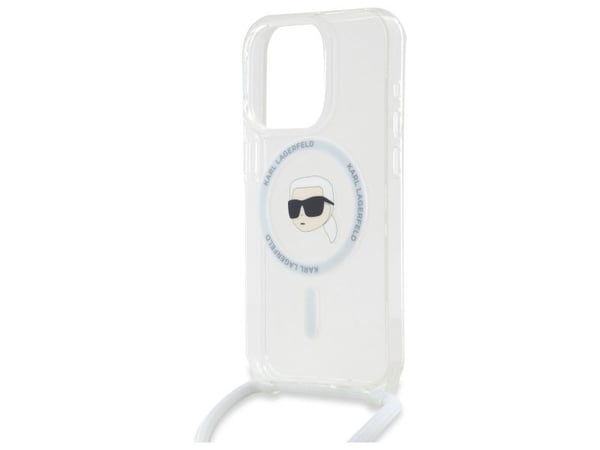 Karl Lagerfeld KLHMP16LHCKHNT Apple iPhone 16 Pro 6.3" dėklas telefonui skaidrus Crossbody IML Karl Head MagSafe