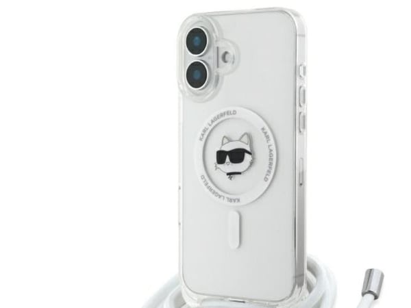 Karl Lagerfeld KLHMP16SHCCHNT Apple iPhone 16 6.1" dėklas telefonui skaidrus IML Choupette Head &amp; Cord MagSafe -pää ja johto