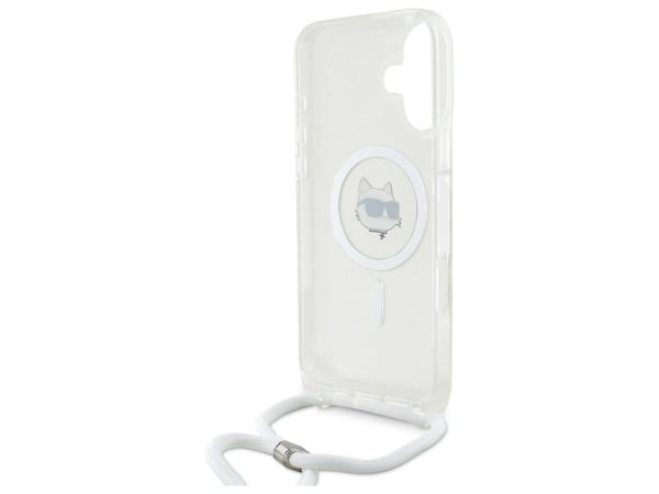 Karl Lagerfeld KLHMP16SHCCHNT mobilskal för Apple iPhone 16 6,1" transparent IML Choupette Head & Cord MagSafe