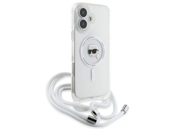 Karl Lagerfeld KLHMP16SHCKHNT Apple iPhone 16 6.1" dėklas telefonui skaidrus Crossbody IML Karl Head MagSafe