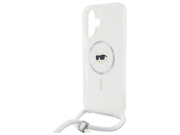 Karl Lagerfeld KLHMP16SHCKHNT Apple iPhone 16 6.1" dėklas telefonui skaidrus Crossbody IML Karl Head MagSafe