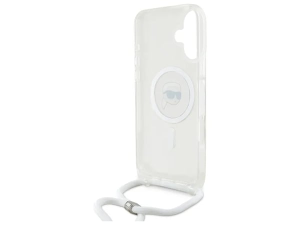 Karl Lagerfeld KLHMP16SHCKHNT mobilskal för Apple iPhone 16 6.1" transparent Crossbody IML Karl Head MagSafe