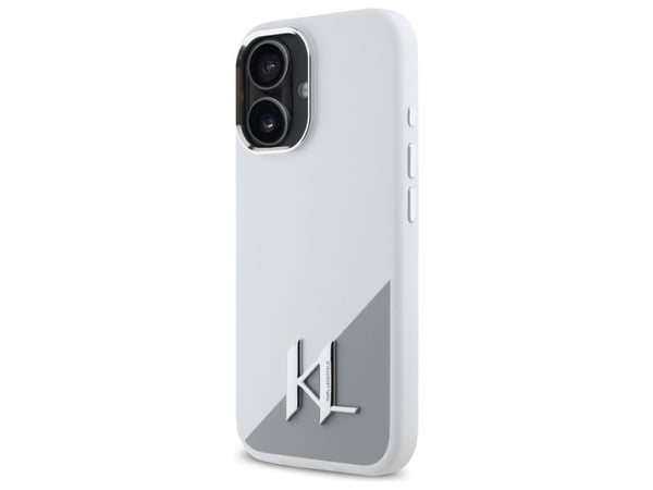 Karl Lagerfeld KLHMP16SSCMKMPCH Apple iPhone 16 6.1 "tapauksessa puhelimen valkoinen kova Silikoni Initial Metal Logo MagSafe