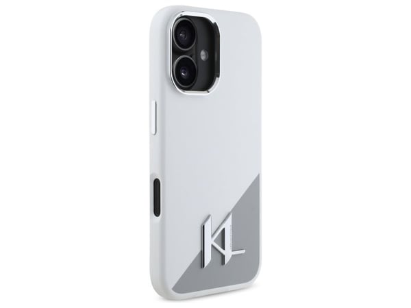 Karl Lagerfeld KLHMP16SSCMKMPCH Apple iPhone 16 6.1 "tapauksessa puhelimen valkoinen kova Silikoni Initial Metal Logo MagSafe