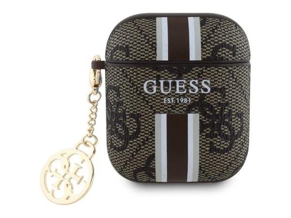 Apple AirPods 1/2 Guess Cover Tryckta ränder Charm (GUA2P4RPSW) ruda