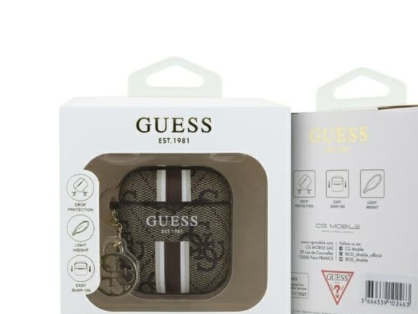 Apple AirPods 1/2 Guess Cover Tryckta ränder Charm (GUA2P4RPSW) ruda