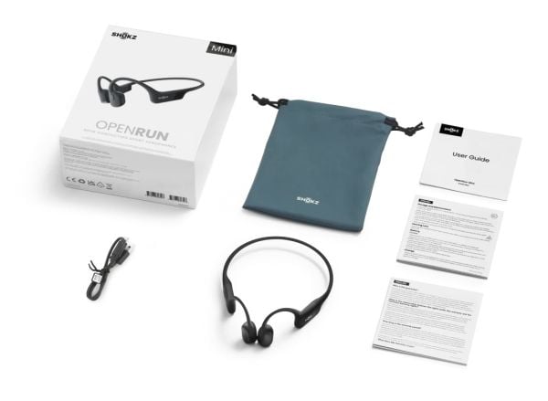 SHOKZ OpenRun Mini - Hodetelefoner med mikrofon - åpent øre - bak-nakken-montering - Bluetooth - trådløs - svart