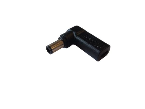 CoreParts - Adapter för effektkontakt - USB-C (hona) rak till DC-jack 7,4 x 5,0 mm (hane) vinklad - USB Power Delivery (90W) - svart