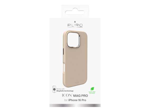 Puro Icon Mag Mag Pro MagSafe silikonikotelo iPhone 16 Pro - beigen värinen