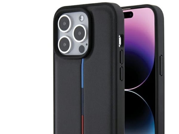 BMW BMHCP15L22 PVTK skal till Apple iPhone 15 Pro 6,1" svart hårt skal Quilted Tricolor