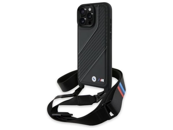 Deklas BMW BMHCP16X23PSCCK iPhone 16 Pro Max 6.9" juoda/juodas kovakotelo M Edition Carbon Stripe & hihna