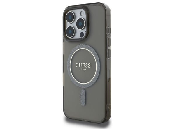 Dėklas Guess GUHMP16XHFGEREK iPhone 16 Pro Max 6.9" juoda/juodas kovakotelo IML Glitter Circle MagSafe IML Glitter Circle MagSafe