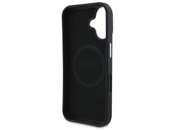 Guess GUHMP16MPGTSPSK Apple iPhone 16 Plus 6.7" dėklas telefonui juodos spalvos hardcase Grained Triangle MagSafe
