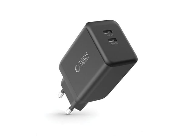 Tech-Protect nettlader NC45W-GAN 2xUSB-C PD45W svart