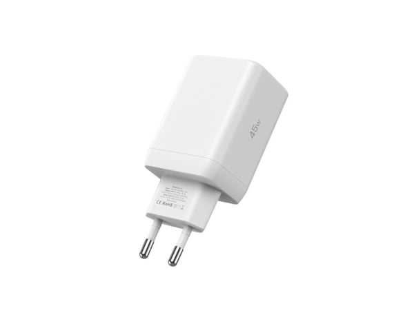 Tech-Protect NC45W-GAN-laddare 45 W, 2x USB-C, GaN, vit