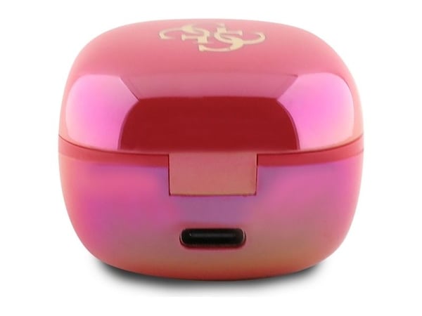 Guess Bluetooth-hodetelefoner GUTWSJ144ESF TWS + ladestasjon fuchsia/fuchsia iriserende, 4G trykt logo