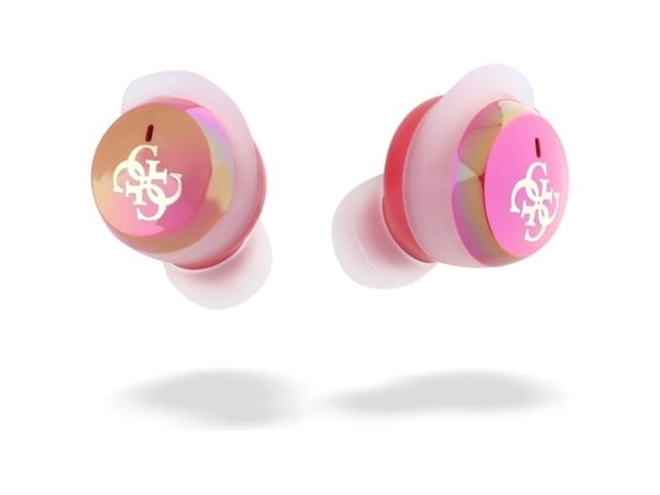 Guess Bluetooth-hodetelefoner GUTWSJ144ESF TWS + ladestasjon fuchsia/fuchsia iriserende, 4G trykt logo