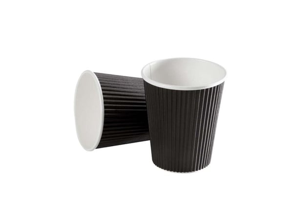 Kaffekopp 12oz 34cl Svart linje krusig väggkartong 600st/bil