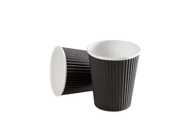 Kaffekopp 8oz 25cl Svart linje ripple vägg pap 875st/bil