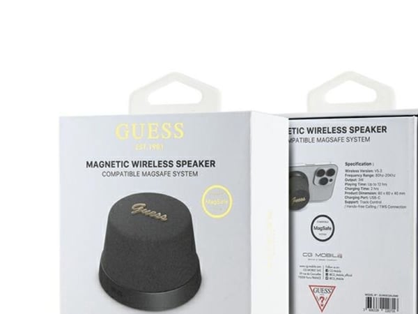 Guess Bluetooth-høyttaler GUWSC3ALSMK høyttalerstativ svart/svart magnetisk script metall