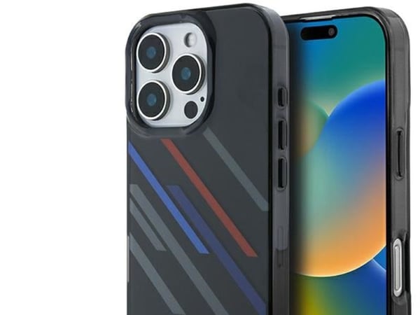 BMW BMHCP16L23HTRAK Apple iPhone 16 Pro 6.3" svart hardt etui Motorsport IML Random Stripes
