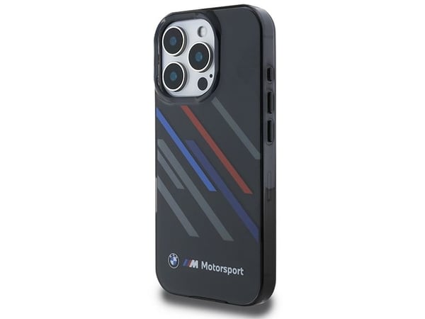 BMW BMHCP16L23HTRAK Apple iPhone 16 Pro 6.3" svart hardt etui Motorsport IML Random Stripes