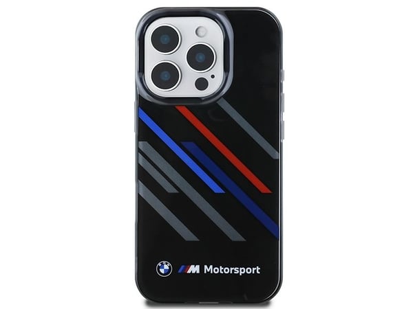 BMW BMHCP16L23HTRAK Apple iPhone 16 Pro 6.3" svart hardt etui Motorsport IML Random Stripes