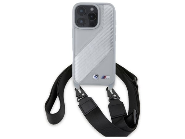 BMW kova kotelo iPhone 16 Pro 6.3" harmaa (M Edition Carbon Stripe & Strap)